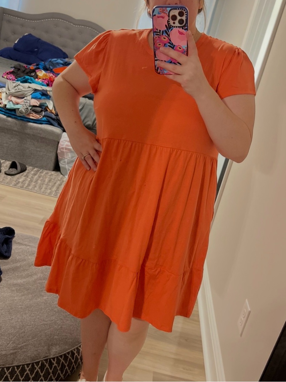 Time and Tru Bright Orange Top - Picture 3 of 4